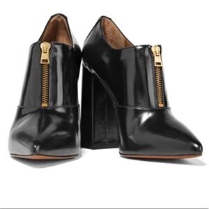 Marni Gold Zipper Glossy Leather Heeled Boots
